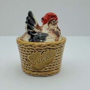 Rossini Hen on Nest Sugar Bowl Chicken on Basket Lidded Sugar Bowl